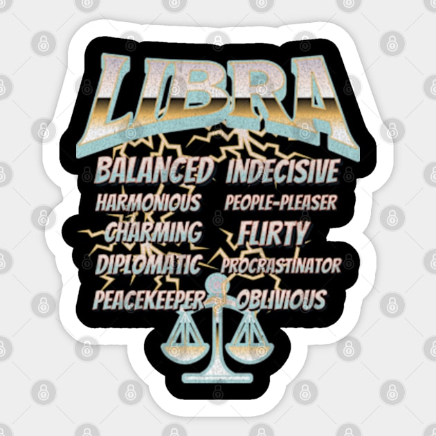 Libra Retro 90s Band Zodiac Birthday Traits Lightning Sticker by Lavender Celeste